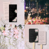 Blush & Black Elegant Floral Waterverf Ronde Sticker