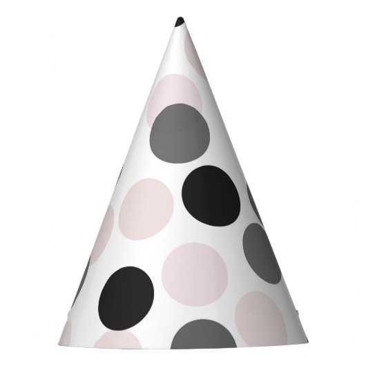 Blush & Black Feestelijke Polka Dots Confetti Feesthoedjes (Voorkant)