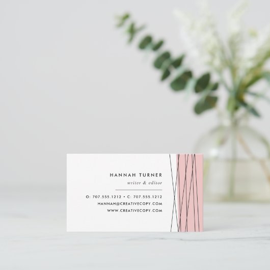 Blush & Black | Modern geometrisch Visitekaartje (Staand voorkant)
