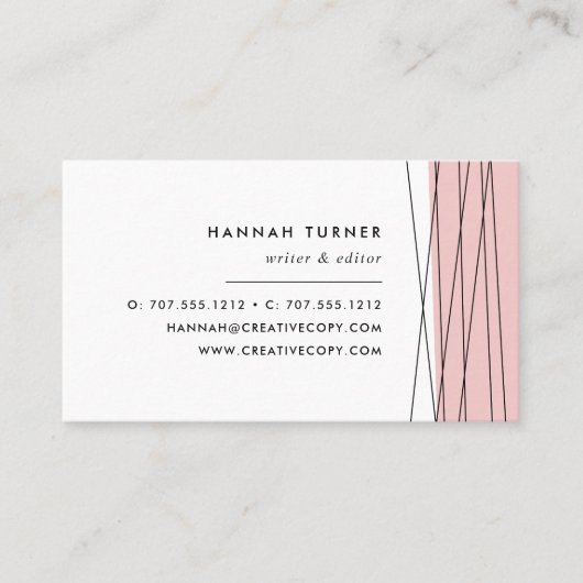 Blush & Black | Modern geometrisch Visitekaartje (Voorkant)