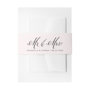 Blush & Black Mr. en Mrs Elegant Script Wedding Uitnodigingen Wikkel