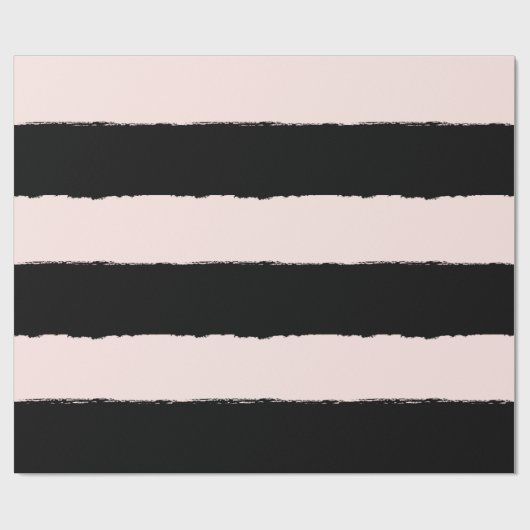 Blush & Black Rough Edge Stripes Pattern Weddensch Cadeaupapier (Vlak)