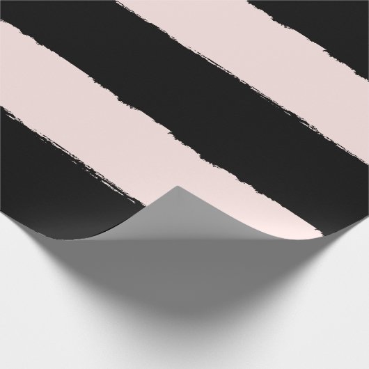 Blush & Black Rough Edge Stripes Pattern Weddensch Cadeaupapier (Hoek)