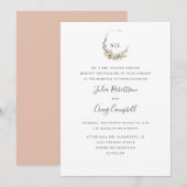 Blush-bladeren en bloemplechtige bruiloft voor mon kaart (Voorkant / Achterkant)