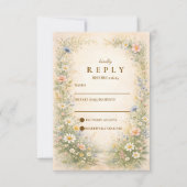 Blush Blau Landelijke Bruiloft RSVP Kaartje (Voorkant)