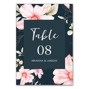 Blush Blauw Bloemen Bruiloft Kaart