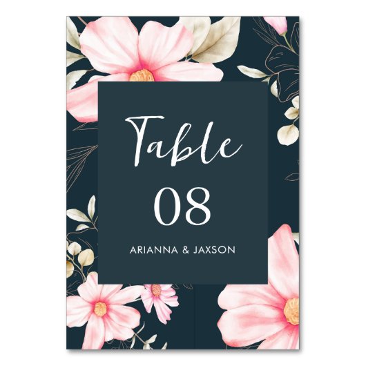  Blush Blauw Bloemen Bruiloft Kaart (Voorkant)