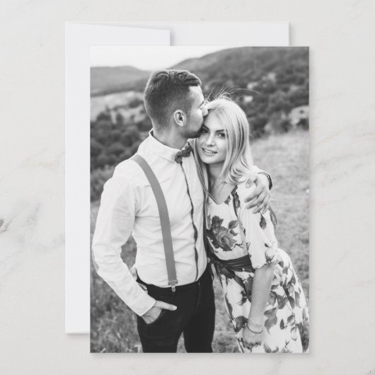  Blush Blauw Bloemen Patroon Foto Bruiloft Kaart (Achterkant)