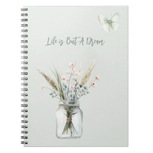 Blush Blauwe Bloemen Vaas Vlinder  Notitieboek