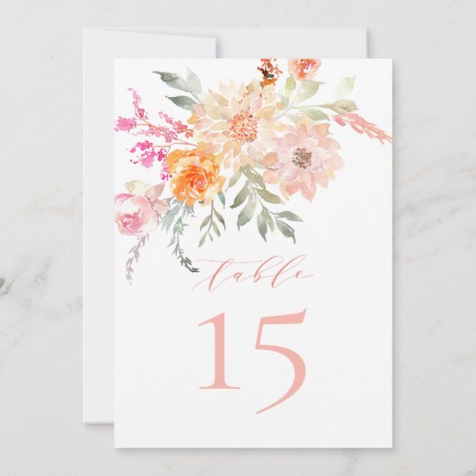 Blush Blauwgroen Baby in Bloom Baby shower Tafelnu Kaart (Achterkant)