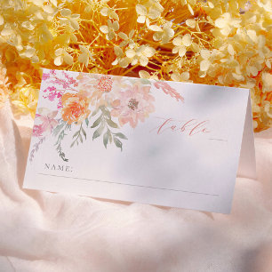 Blush & Blauwgroen Bloemen Baby shower Zitplaatsen Plaatskaartje