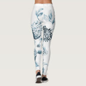 Blush Blauwgroen Blue  Botanical Floral Toile No2 Leggings (Achterkant)