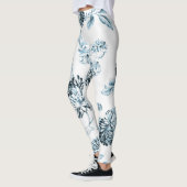 Blush Blauwgroen Blue  Botanical Floral Toile No2 Leggings (Links)