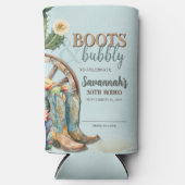 Blush Blauwgroen Boots en Bubbly Cowgirl Rodeo Ver Seltzer Blikjeskoeler (Voorkant)