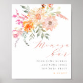 Blush Blauwgroen Floral Baby shower Mimosa Bar Sig Poster (Voorkant)