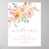 Blush Blauwgroen Spring Flowers Baby shower Welcom Poster (Voorkant)