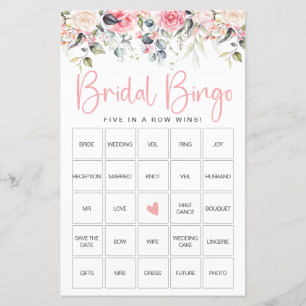Blush Bloem   Bruiloft Bruidsshower Bingo Spelkaar