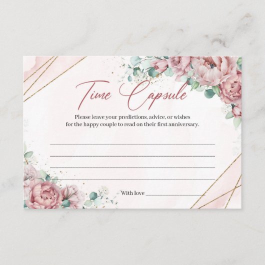 Blush bloem goud eucalyptus Tijdcapsule Kaart (Voorkant)