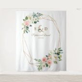 Blush Bloem Gouden Ampersand Monogram Fotocabine Wandkleed (Voorkant)
