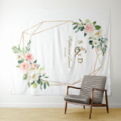 Blush Bloem Gouden Ampersand Monogram Fotohokje Wandkleed (In Situ (horizontaal))