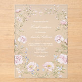 Blush Bloem Kader Bevestiging Acryl Uitnodigingen (Voorkant)