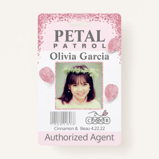 Blush bloem Meisje Petal Patrol Badge (Voorkant)