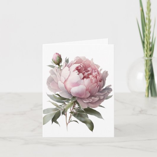 Blush bloem Pioenkaart Bedankkaart (Voorkant)