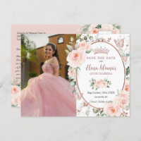 Blush Bloem Roze Goud Vlinders Quinceañera