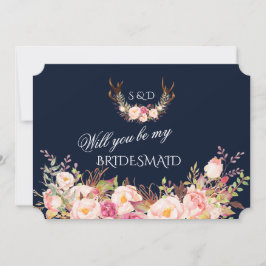 Blush Bloem Takken Wil Je Mijn Bruidsmeisje Zijn Kaart