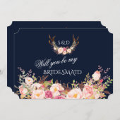 Blush Bloem Takken Wil Je Mijn Bruidsmeisje Zijn Kaart (Voorkant / Achterkant)