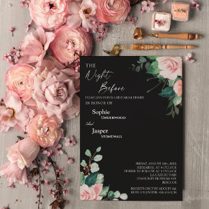 Blush Bloem Zwart Dinner Voor de Proefvoorstelling Kaart