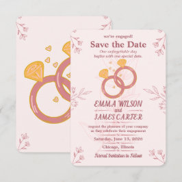 Blush Bloemale Verloving Bewaar de Datum Bewerkbaa Save The Date