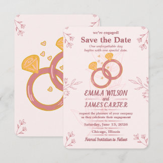 Blush Bloemale Verloving Bewaar de Datum Bewerkbaa Save The Date