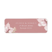 Blush Bloemblaadjes Bruiloft Retouradres Etiket (Voorkant)