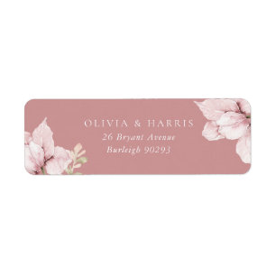 Blush Bloemblaadjes Bruiloft Retouradres Etiket