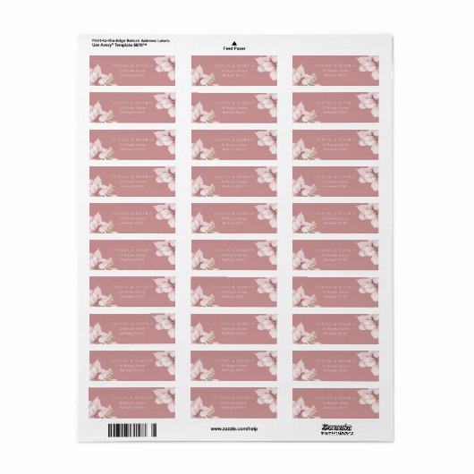 Blush Bloemblaadjes Bruiloft Retouradres Etiket (Full Sheet)