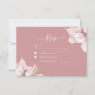 Blush Bloemblaadjes Bruiloft RSVP Kaartje