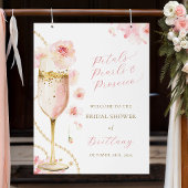 Blush Bloemblaadjes Parels Prosecco Bruidsfeest Poster