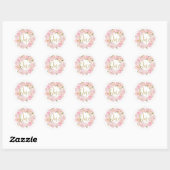 Blush Bloemen 1e Verjaardag Een Gouden Glitter Fav Ronde Sticker (Vel)