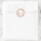 Blush Bloemen 1e Verjaardag Een Gouden Glitter Fav Ronde Sticker (Tas)