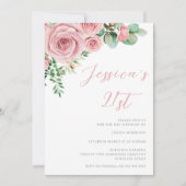 Blush Bloemen 21e Verjaardagsfeest Kaart (Voorkant)