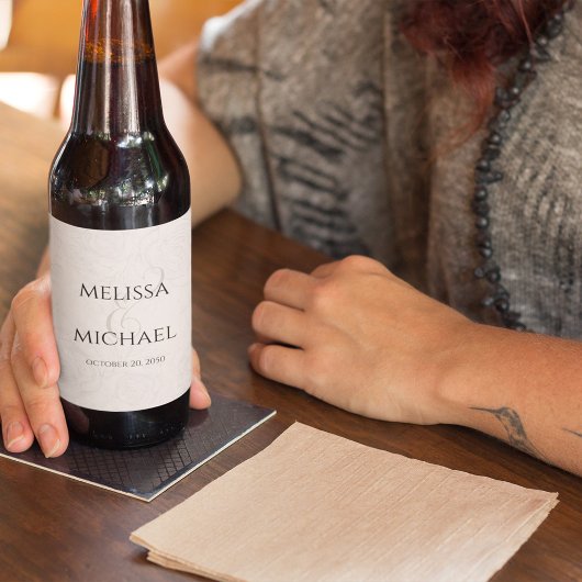 Blush Bloemen Aangepaste bruiloft receptie Bier Etiket