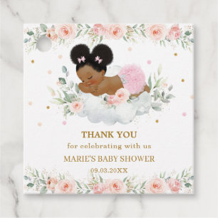 Blush Bloemen Afrikaanse Afro Puff Baby Meisje Dou Bedankjes Labels
