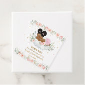 Blush Bloemen Afrikaanse Afro Puff Baby Meisje Dou Bedankjes Labels (In situ)