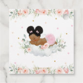 Blush Bloemen Afrikaanse Afro Puff Baby Meisje Dou Bedankjes Labels (Achterkant)