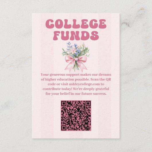 Blush Bloemen Afstuderen Party College fondsen Informatiekaartje (Voorkant)