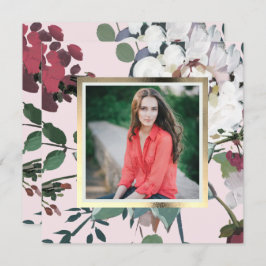  Blush Bloemen Afstuderen Party Foto Kaart