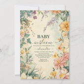 Blush Bloemen Baby in Bloom Baby shower Kaart (Voorkant)
