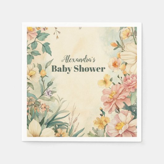 Blush Bloemen Baby in Bloom Baby shower Servet (Voorkant)