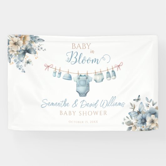 Blush Bloemen Baby in Bloom Garden Baby shower Spandoek (Horizontaal)